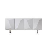 Modern White Buffet Sideboard Kitchen Sideboard Cabinet with 4 Doors Adjustable Shelves