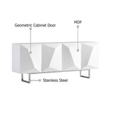 Modernes weißes Buffet-Sideboard, Küchen-Sideboard-Schrank mit 4 Türen, verstellbaren Regalen