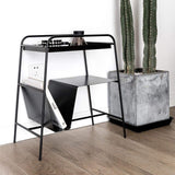 Modern Black Metal End Table for Living Room with Tray Top & Shelves-End &amp; Side Tables,Furniture,Living Room Furniture