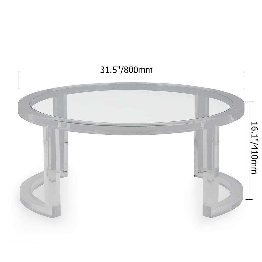 31.5" Modern Round Acrylic Coffee Table for Living Room with Tempered Glass Top-Richsoul-Coffee Tables,Furniture,Living Room Furniture