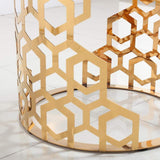 Gold Modern Round End Table with Marble Top Side Table-Richsoul-End &amp; Side Tables,Furniture,Living Room Furniture