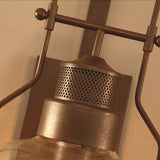Loft industriel Rust Metal Lantern Single Wall Sconce avec verre transparent