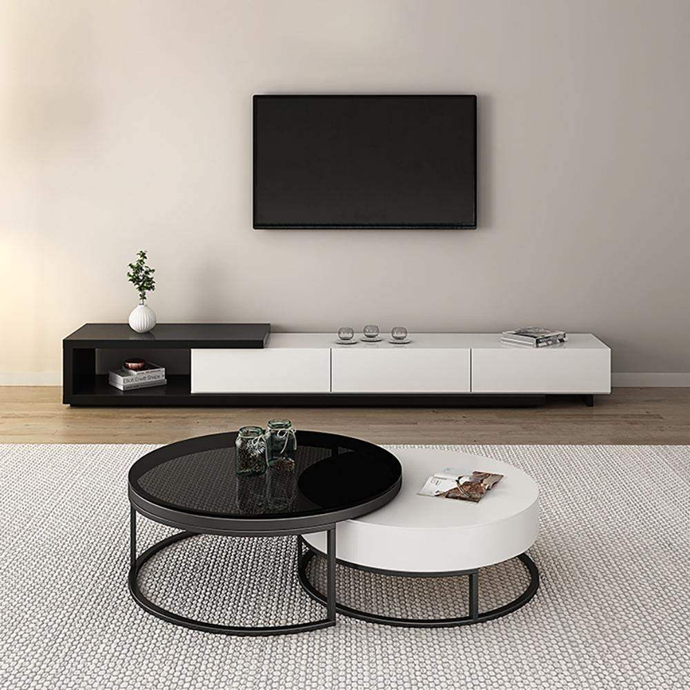 Modern TV Stand Retracted & Extendable 3-Drawer Media Console-Wehomz –  WEHOMZ