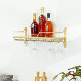 Estante de copa de vino nórdico montado en la pared en oro