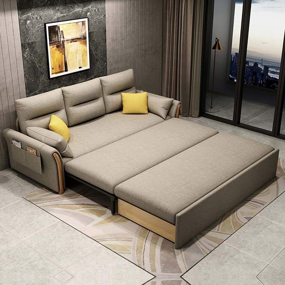 Full Sleeper Sofa Cotton&linen Upholstered Convertible Sofa with Storage 3 Function-Richsoul-Daybeds,Furniture,Living Room Furniture