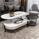 Lift Top Storage Lacquer Multifunctional Coffee Table And Side Table Set in White & Black