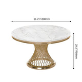 Moderna mesa de comedor redonda de 51" con tablero de mármol sintético y pedestal de acero inoxidable dorado