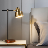 Modern Table Lamp with Wireless Charger USB 1-Light Desktop Touch Lamp in Black & Gold