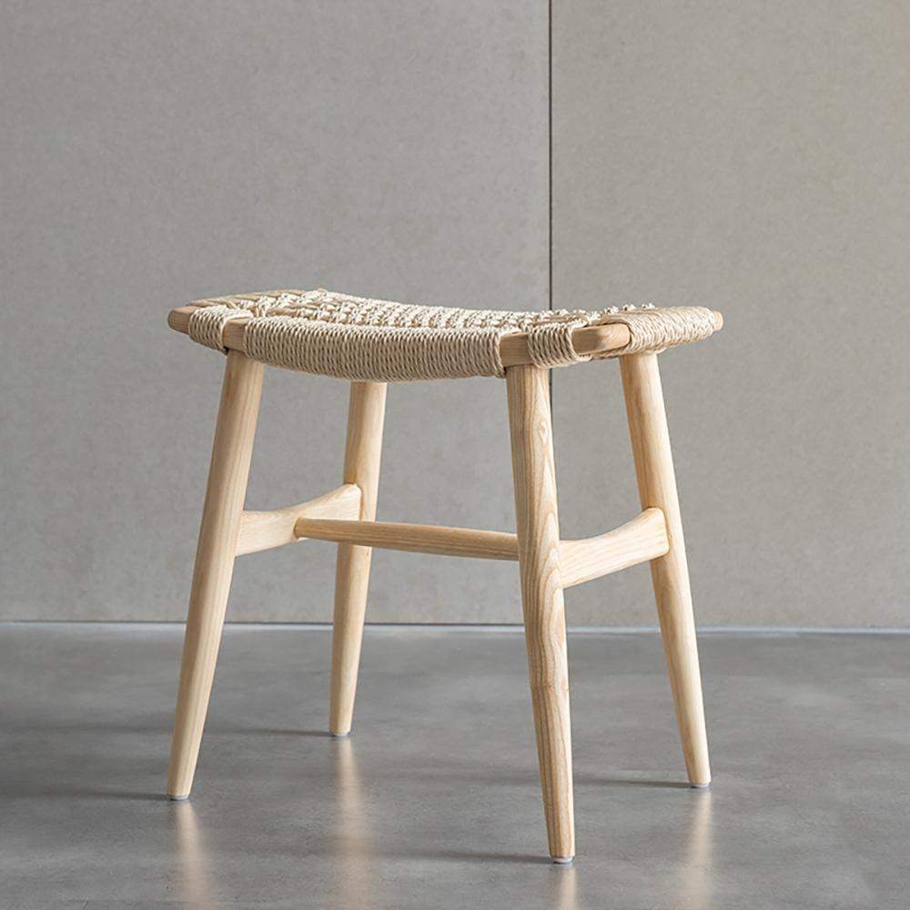 Natural Rattan Ash Wood Stool Ottoman Stool-Furniture,Living Room Furniture,Ottomans &amp; Benches