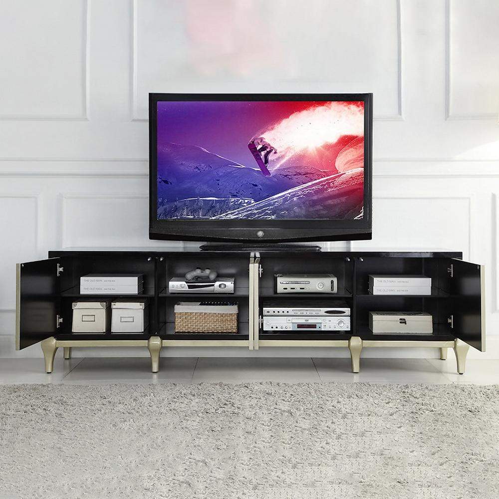 78" Modern TV Stand Natural Shell Media Console with 4 Doors 4 Shelves-Richsoul-Furniture,Living Room Furniture,TV Stands