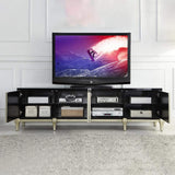 78" Modern TV Stand Natural Shell Media Console with 4 Doors 4 Shelves-Richsoul-Furniture,Living Room Furniture,TV Stands