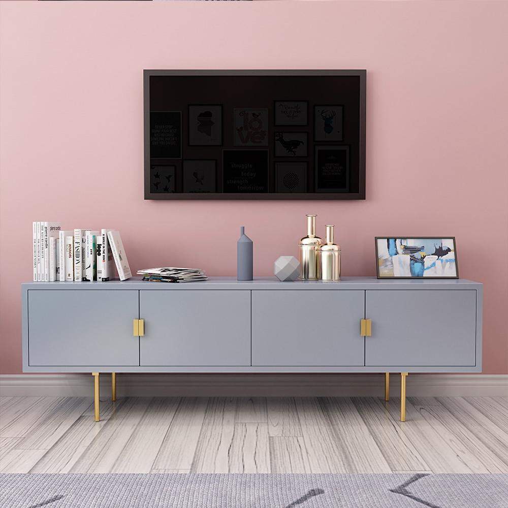 Gold and Gray Modern TV Stand for TV's Up to 60" Storage Door-Richsoul-Furniture,Living Room Furniture,TV Stands