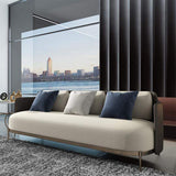 Modern Mid-Century Upholstered Sofa White & Gray Linen Brushed  Microfiber Leather Sofa-Richsoul-Furniture,Living Room Furniture,Sofas &amp; Loveseats