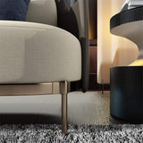 Modern Mid-Century Upholstered Sofa White & Gray Linen Brushed  Microfiber Leather Sofa-Richsoul-Furniture,Living Room Furniture,Sofas &amp; Loveseats