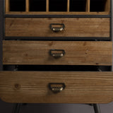 Industrieller Loft-Barschrank mit Weinglashaltern, Weingittern und 3 Schubladen