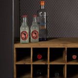 Armoire de bar industriel avec porte-vin en verre et grilles de vin et 3 tiroirs