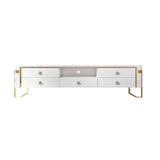 White TV Stand Modern Gold TV Console with Storage Media Cabinet for TVs Up to 78 Inches-Richsoul-Furniture,Living Room Furniture,TV Stands