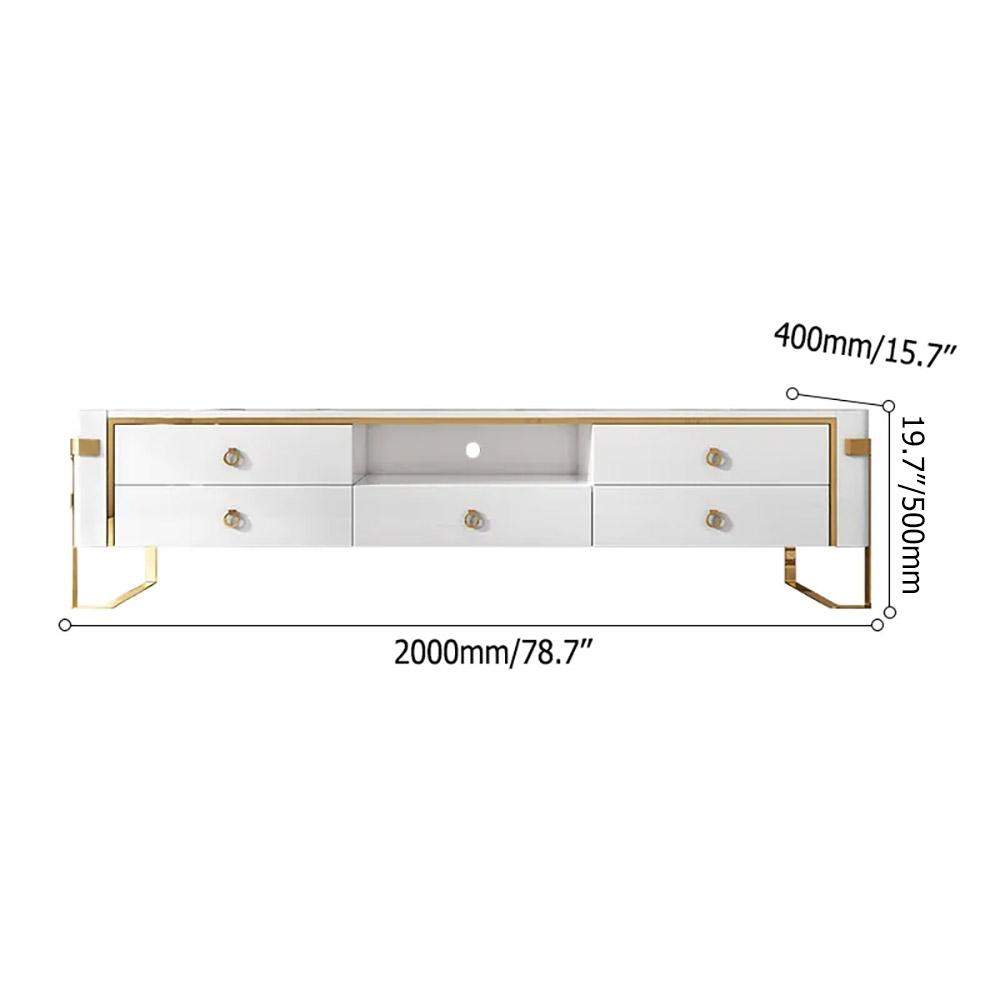 White TV Stand Modern Gold TV Console with Storage Media Cabinet for TVs Up to 78 Inches-Richsoul-Furniture,Living Room Furniture,TV Stands
