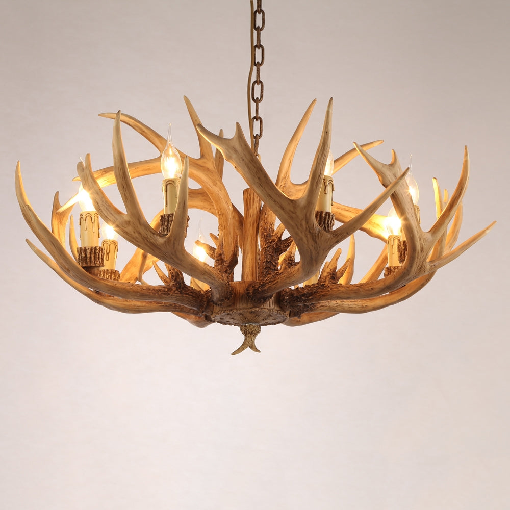 6 Lights Deer Horn Antler Resin Pendant Light Chandelier Hanging Lamp  Fixture