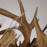 Vintage Resin Deer Horn Antler 6-Light Large Rustic Candelabra Ceiling Chandelier
