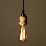 Vintage Edison Hooked Mini Pendant Lighting Fixture Single Light Brass Socket