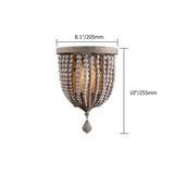 Country Style Single Light Wood Beaded Decorative Indoor Wall Sconce in Distressed