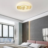 Zeitgenössische runde LED-Deckenleuchte zur flächenbündigen Montage aus goldfarbenem Acryl und Metall