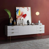 Mid Century Stylish White TV Stand with Drawers & Doors for TVs up to 70 Inch Media Console
