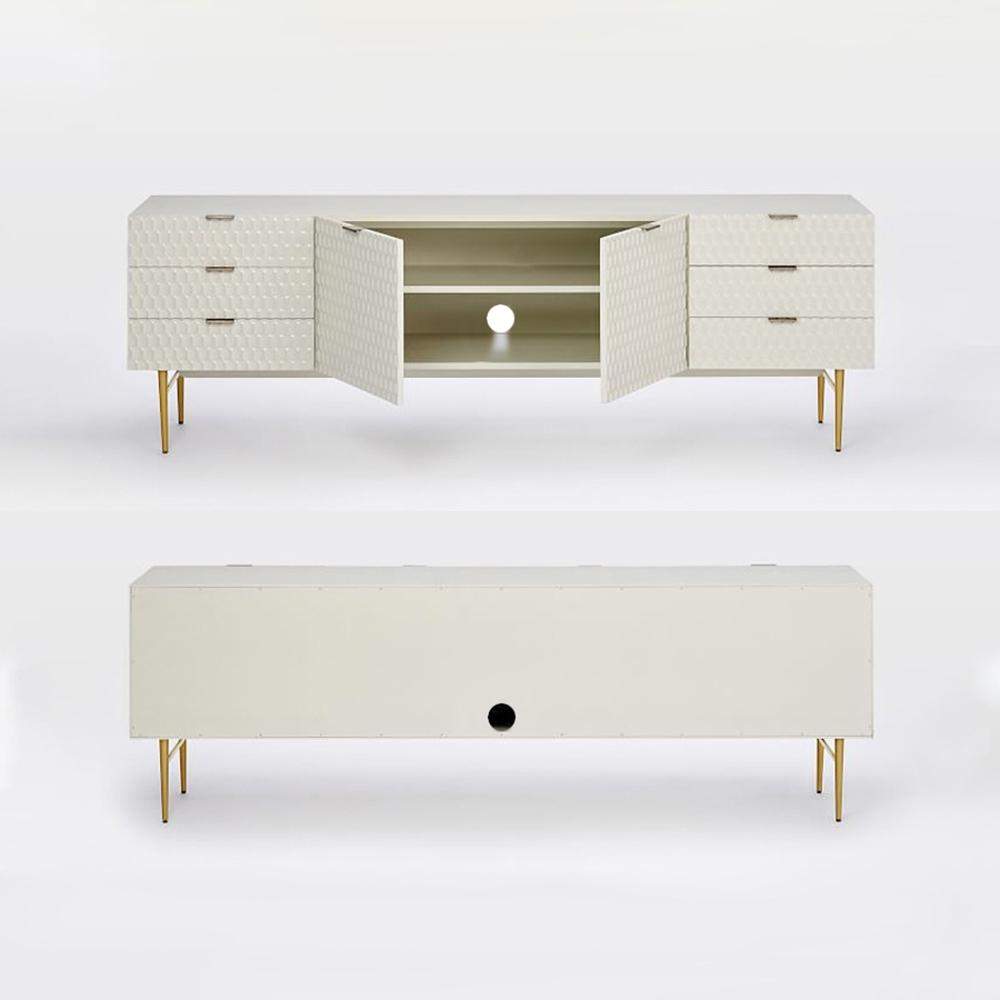 Mid Century Stylish White TV Stand with Drawers & Doors for TVs up to 70 Inch Media Console-Richsoul-Furniture,Living Room Furniture,TV Stands
