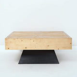 Modern Square Coffee Table with Wooden Top Black & Natural-Richsoul-Coffee Tables,Furniture,Living Room Furniture