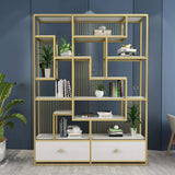 Modern Maze Etagere Bookshelf with 2 Drawers-Bookcases &amp; Bookshelves,Furniture,Office Furniture