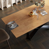55.1 "Table à manger rectangulaire rétro avec table en bois pour 6 personnes