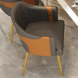 Modern Dining Chair Mid-Century Upholstered PU Leather Dining Chair with Arms Set of 2