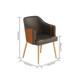 Modern Dining Chair Mid-Century Upholstered PU Leather Dining Chair with Arms Set of 2