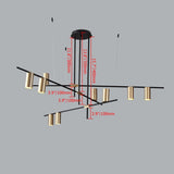 モダンノルディックゴールドシリンダー調整可能な黒い枝9光ペンダントライト