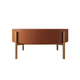 Retro Round Coffee Table with Solid Wood Tabletop Metal Legs-Richsoul-Coffee Tables,Furniture,Living Room Furniture