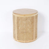 Modern Round End Table with Storage Rattan Side Table-Richsoul-End &amp; Side Tables,Furniture,Living Room Furniture