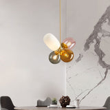 Moderner schöner 4-Licht-Ballon-Kronleuchter aus buntem Glas