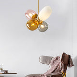 Moderner schöner 4-Licht-Ballon-Kronleuchter aus buntem Glas