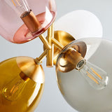 Chandelier de ballon en verre coloré moderne à 4 légers