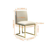 Silla de comedor moderna de lino tapizada en blanco Patas de acero inoxidable Oro Juego de 2