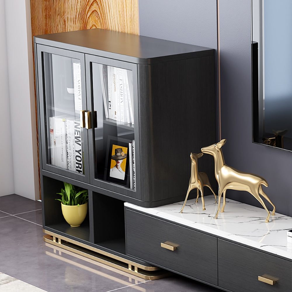Modern Black Storage Cabinet with Door & Shelf Manufactured Wood