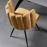 Modern Dining Chair Velvet Upholstered Dining Chair in Black Legs