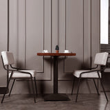 Industrial Upholstered Dining Chair White PU Leather Dining Chair Set of 2