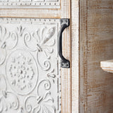 Hochschrank aus Holz mit Tür in Distressed White Rustic