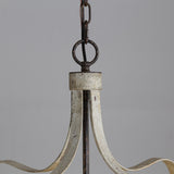 French 8-Light Lantern Chandelier Metal and Wood in Antique Gray & Gold