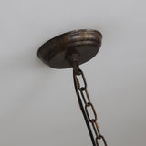 Lámpara de araña francesa de 8 luces de metal y madera en gris antiguo y dorado