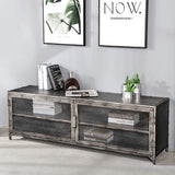 Wire Mesh TV Stand Industrial TV Console with Doors & Shelves Cable Management-Richsoul-Furniture,Living Room Furniture,TV Stands