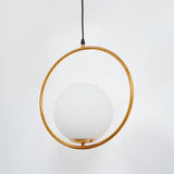 Ring Globe Single Pendant Light Glass Globe Contemporáneo Minimalista
