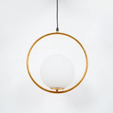 Ring Globe Single Pendant Light Glass Globe Contemporary Minimalist